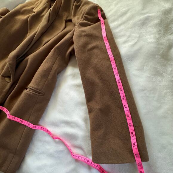 Vintage Harve Benard Camel Wool Cashmere 1980s Blazer with Shoulder Pads L - XL - Picture 9 of 13